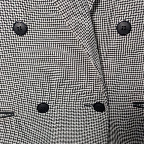 Vintage Houndstooth Blazer Black and White double-breasted Shoulder pads Size 10 - Picture 6 of 12